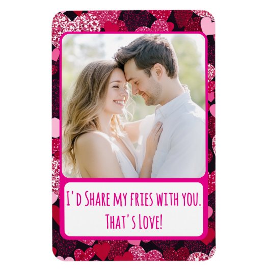 Sparkly Pink Hearts Share My Fries Flexible Magneet (Verticaal)