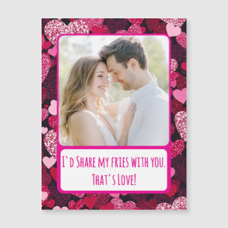 Sparkly Pink Hearts Share My Fries Magnetische Kaa