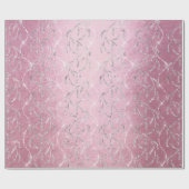 Sparkly Pink Laurel Floral Silver Diamonds Cadeaupapier (Vlak)