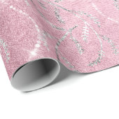 Sparkly Pink Laurel Floral Silver Diamonds Cadeaupapier (Rol Hoek)