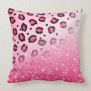 Sparkly Pink Leopard Print Decor voor tien meisjes Kussen