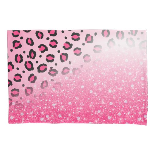 Sparkly Pink Leopard Print Decor voor tien meisjes Kussensloop (Voorkant)
