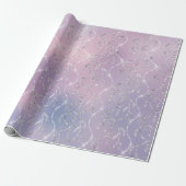Sparkly Pink Lila Laurel Floral Silver Diamonds Cadeaupapier (Uitgerold)