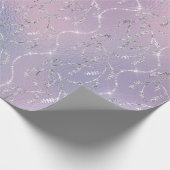 Sparkly Pink Lila Laurel Floral Silver Diamonds Cadeaupapier (Hoek)