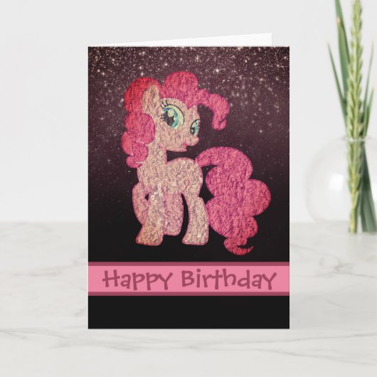 Sparkly Pink Little Pony Happy Birthday Kaart (Voorkant)