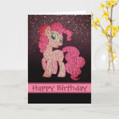Sparkly Pink Little Pony Happy Birthday Kaart (Gele Bloem)