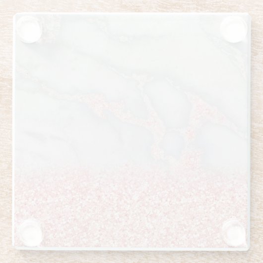 Sparkly Pink Rose Gold Bohemian Marmer Glazen Onderzetter (Achterkant)