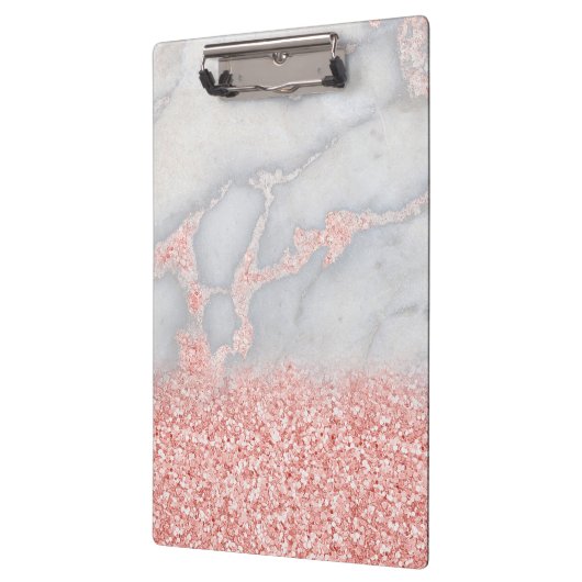 Sparkly Pink Rose Gold Bohemian Marmer Klembord (Links)