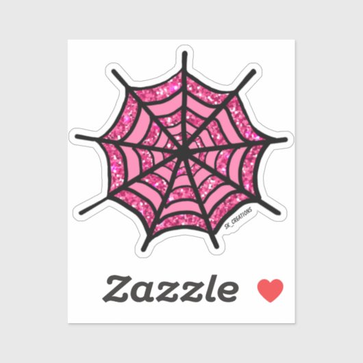 Sparkly Pink Spider Web Sticker (Vel)