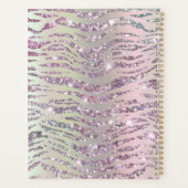 Sparkly Pink Tiger Zebra Glitter Art Planner (Achterkant)