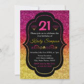 Sparkly Pink & Yellow Gradient Glitter Birthday Kaart (Voorkant)