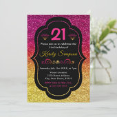 Sparkly Pink & Yellow Gradient Glitter Birthday Kaart (Staand voorkant)