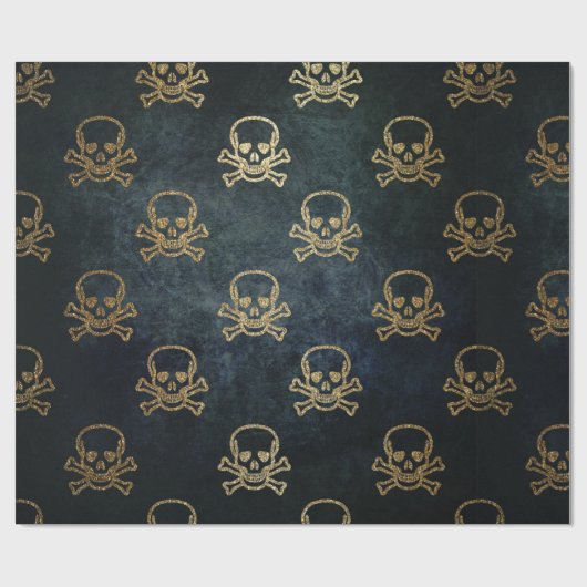 Sparkly Pirate Jolly Roger op Donkere achtergrond Cadeaupapier (Vlak)