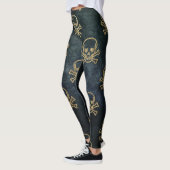 Sparkly Pirate Jolly Roger op Donkere achtergrond Leggings (Links)