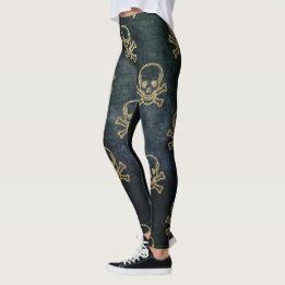 Sparkly Pirate Jolly Roger op Donkere achtergrond Leggings