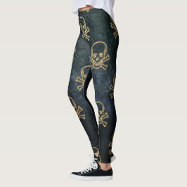 Sparkly Pirate Jolly Roger op Donkere achtergrond Leggings