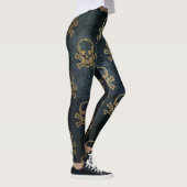 Sparkly Pirate Jolly Roger op Donkere achtergrond Leggings (Rechts)