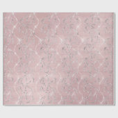 Sparkly Powder Pink Laurel Floral Silver Diamonds Cadeaupapier (Vlak)