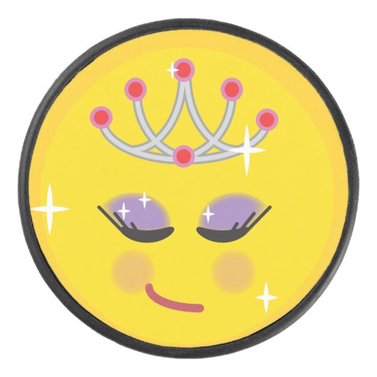 Sparkly Princess Emoticon Hockey Puck (Voorkant)