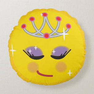Sparkly Princess Emoticon Rond Kussen