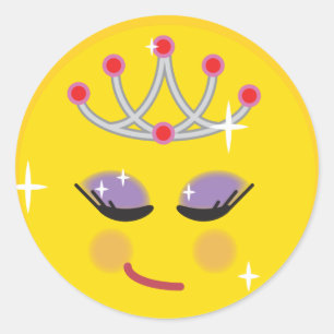 Sparkly Princess Emoticon Ronde Sticker
