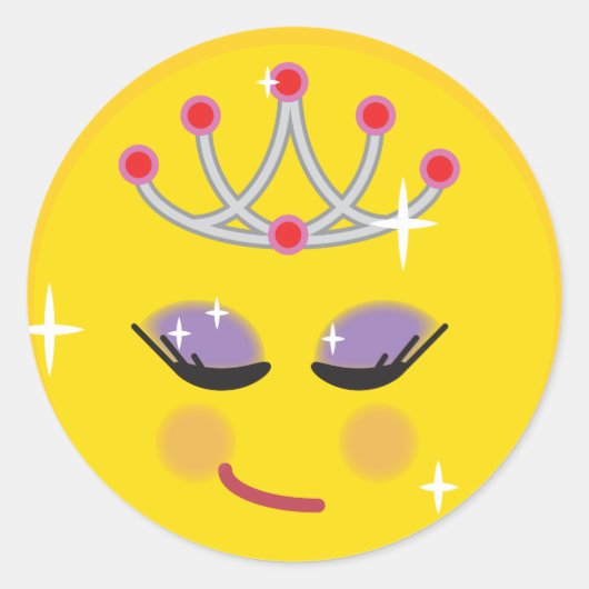 Sparkly Princess Emoticon Ronde Sticker (Voorkant)