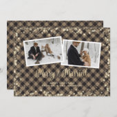 Sparkly Pset Gold Pas getrouwd met kerstmis Feestdagenkaart (Voorkant / Achterkant)