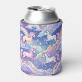 Sparkly rainbow and unicorns on clouds blikjeskoeler (Blikje Voorkant)