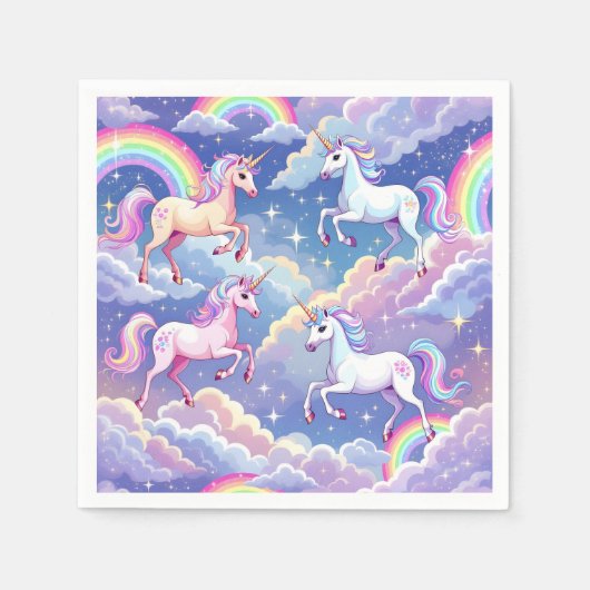 Sparkly rainbow and unicorns on clouds servet (Voorkant)