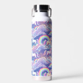 Sparkly rainbow and unicorns on clouds waterfles (Voorkant)