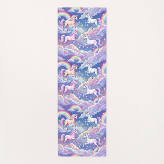 Sparkly rainbow and unicorns on clouds yogamat (Voorkant)