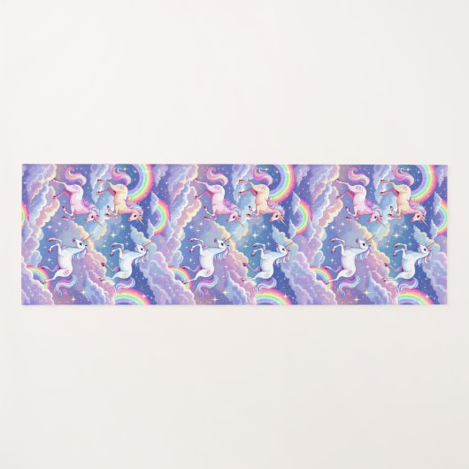 Sparkly rainbow and unicorns on clouds yogamat (Voorkant (horizontaal))