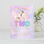 Sparkly Rainbow Glitter Balloon 2nd Birthday Kaart (Staand voorkant)