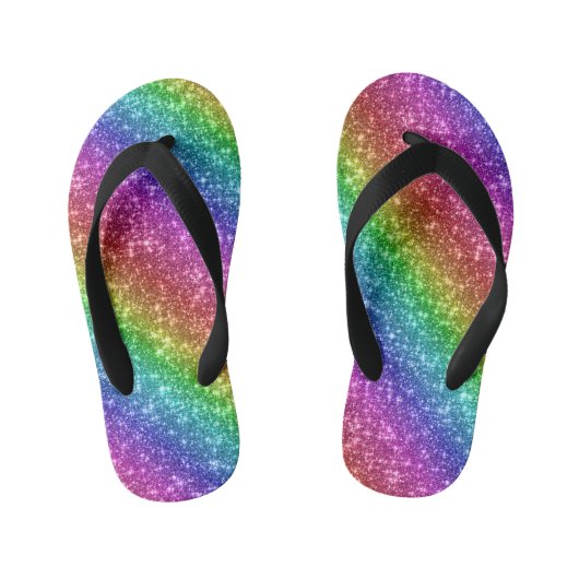 Sparkly Rainbow Glitter Kinder Teenslippers (Voetbed)