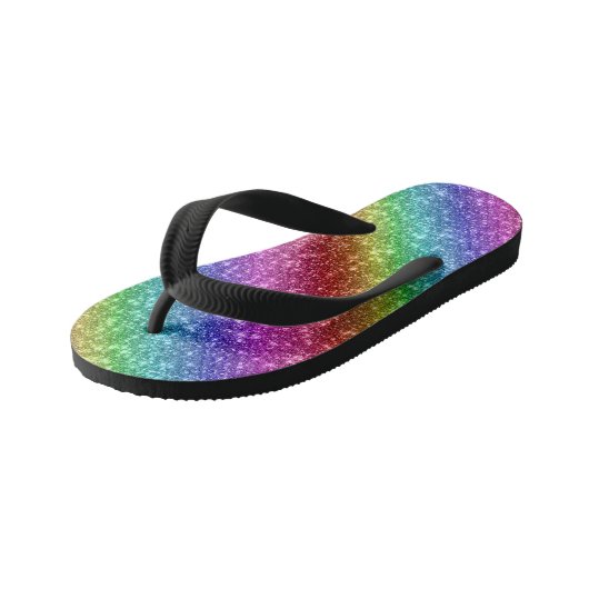 Sparkly Rainbow Glitter Kinder Teenslippers (Schuin)