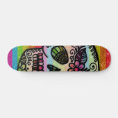 Sparkly Rainbow Glitter Sugar Skull Tattoo Design Persoonlijk Skateboard (Horizontaal)