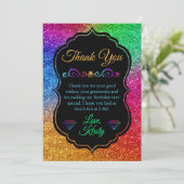 Sparkly Rainbow Gradient Glitter Birthday Bedankkaart (Staand voorkant)