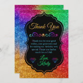 Sparkly Rainbow Gradient Glitter Birthday Bedankkaart (Voorkant / Achterkant)