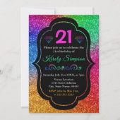 Sparkly Rainbow Gradient Glitter Birthday Kaart (Voorkant)