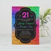 Sparkly Rainbow Gradient Glitter Birthday Kaart (Staand voorkant)