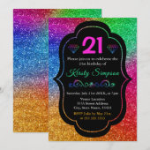 Sparkly Rainbow Gradient Glitter Birthday Kaart (Voorkant / Achterkant)