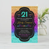 Sparkly Rainbow Gradient Glitter Birthday Kaart (Staand voorkant)