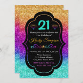 Sparkly Rainbow Gradient Glitter Birthday Kaart (Voorkant / Achterkant)