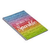 Sparkly Rainbow Gradient Glitter Born to Sparkle Notitieboek (Rechterzijde)