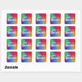 Sparkly Rainbow Gradient Glitter Born to Sparkle Vierkante Sticker (Vel)