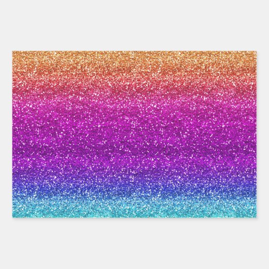 Sparkly Rainbow Gradient Glitter Inpakpapier Vel (Voorkant 3)