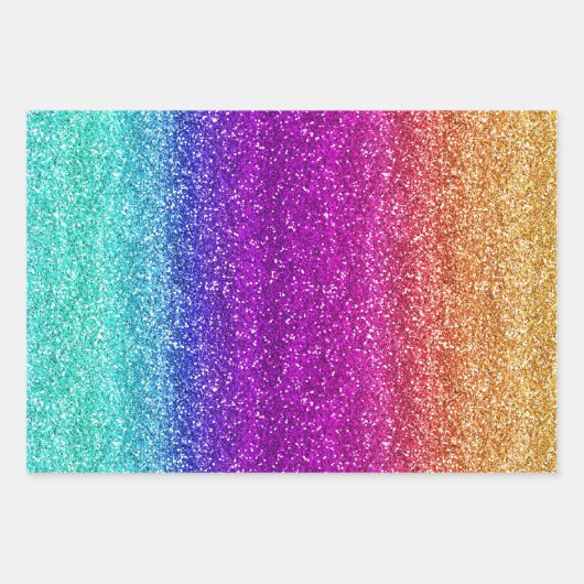Sparkly Rainbow Gradient Glitter Inpakpapier Vel (Voorkant)