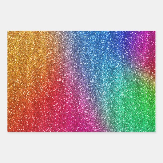 Sparkly Rainbow Gradient Glitter Inpakpapier Vel (Voorkant 3)
