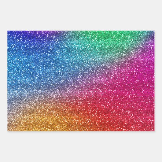 Sparkly Rainbow Gradient Glitter Inpakpapier Vel (Voorkant 2)