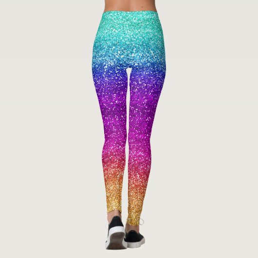 Sparkly Rainbow Gradient Glitter Leggings (Achterkant)